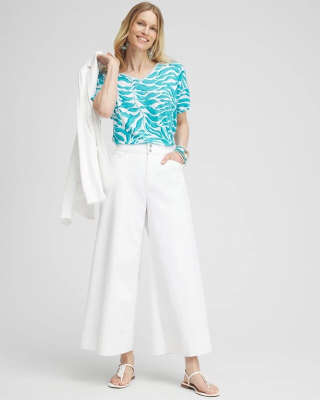 Linen Leaves Sweater Trim Tee - image 2